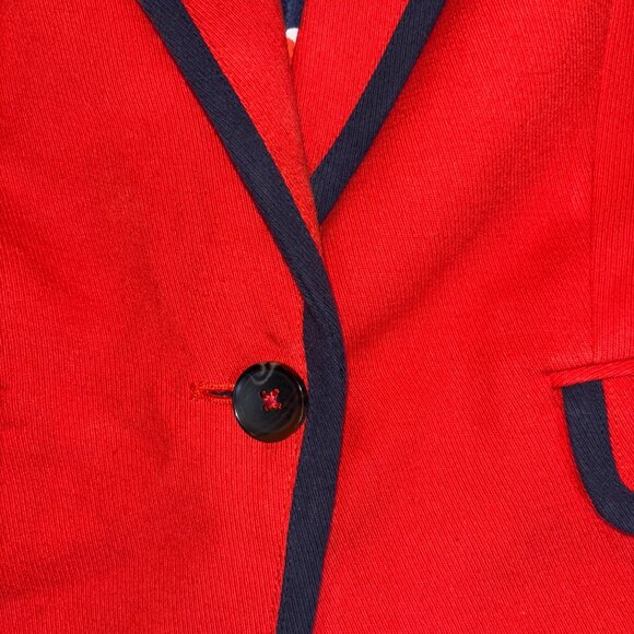 Boden Womens Red Blazer Jacket With Navy Trim Single Button Size 8R - Picture 4 of 16